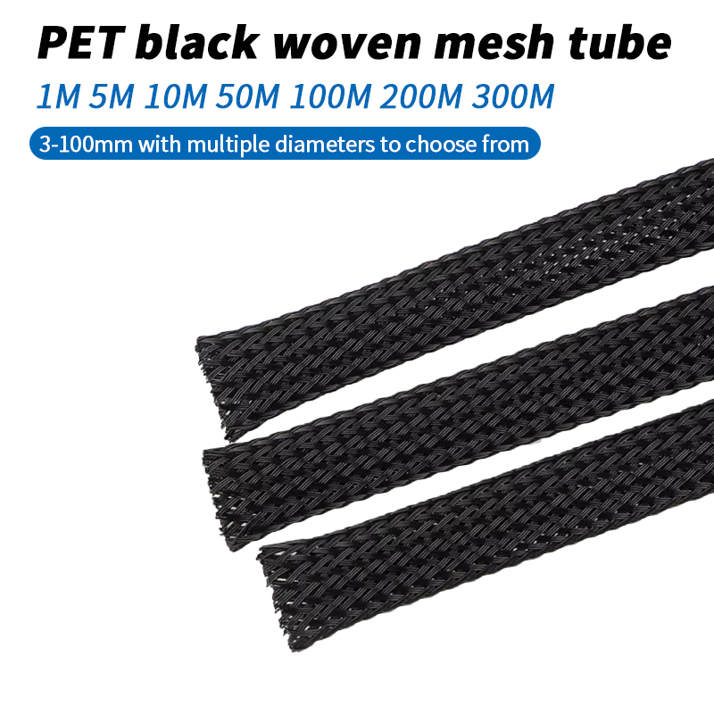 Cable Sleeve Braided - Czarny nylonowy oplot kablowy rozszerzalny od