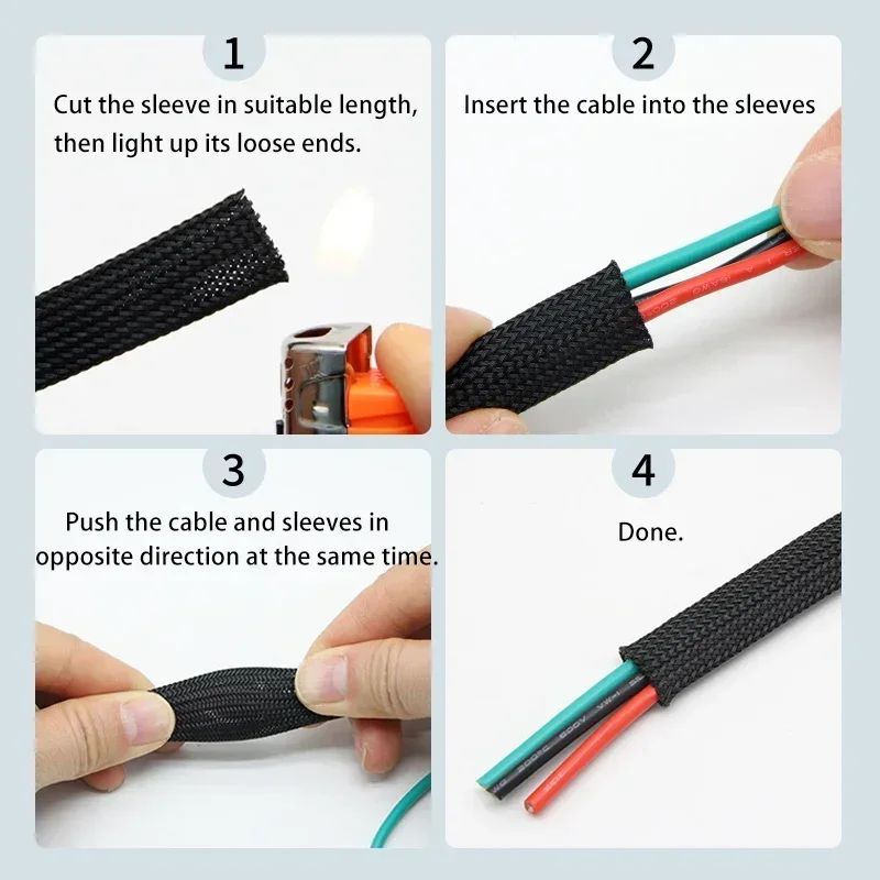 1 ~ 50 m czarno-czerwony krzyż – Cable Sleeve Braided recenzja i cena